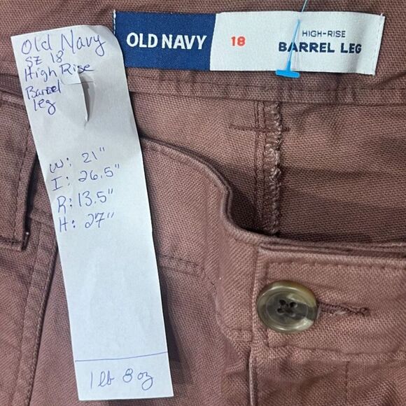 Old Navy High-Rise Canvas Barrel Ankle Pants Sz. 18 Warm Taupe Plus Relaxed Fit - Picture 8 of 11